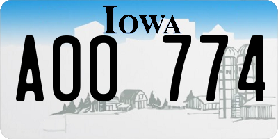 IA license plate AOO774