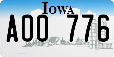IA license plate AOO776