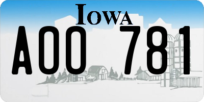 IA license plate AOO781