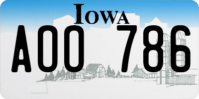 IA license plate AOO786