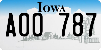 IA license plate AOO787
