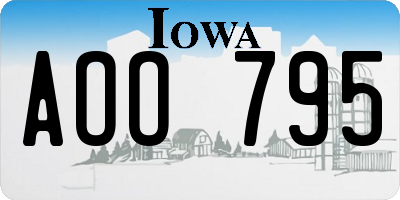 IA license plate AOO795
