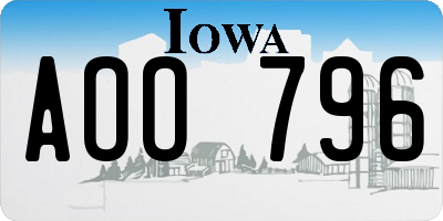 IA license plate AOO796