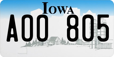 IA license plate AOO805