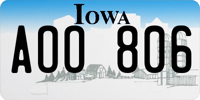 IA license plate AOO806