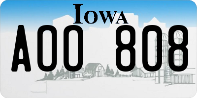 IA license plate AOO808