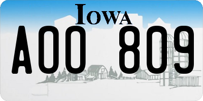 IA license plate AOO809