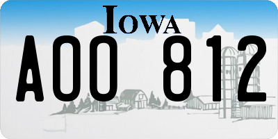 IA license plate AOO812