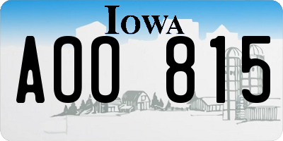 IA license plate AOO815