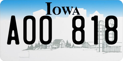 IA license plate AOO818