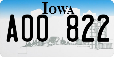 IA license plate AOO822