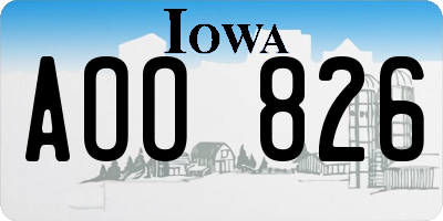 IA license plate AOO826