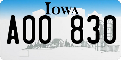 IA license plate AOO830