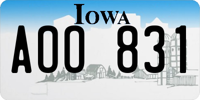 IA license plate AOO831