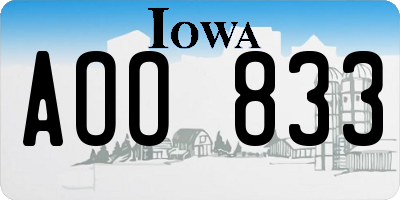 IA license plate AOO833