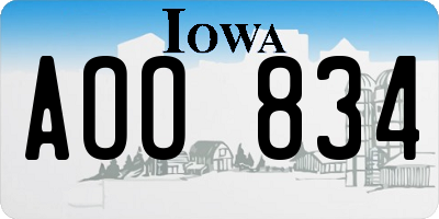 IA license plate AOO834