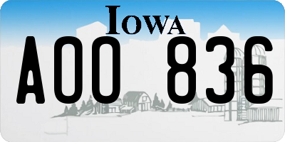 IA license plate AOO836