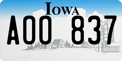 IA license plate AOO837