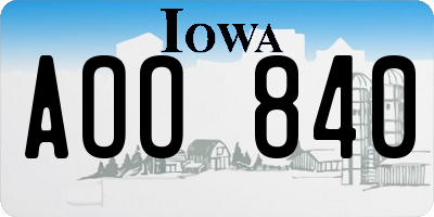 IA license plate AOO840