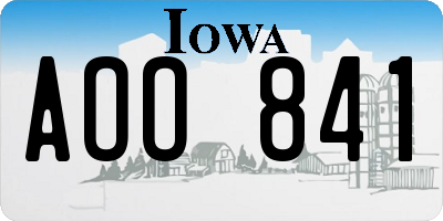 IA license plate AOO841