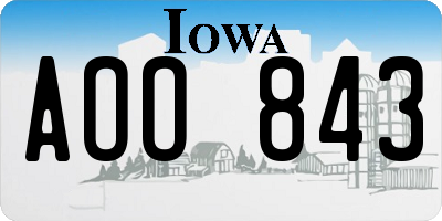 IA license plate AOO843
