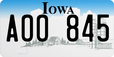 IA license plate AOO845