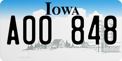 IA license plate AOO848