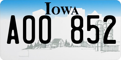 IA license plate AOO852