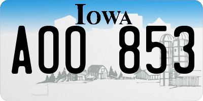 IA license plate AOO853
