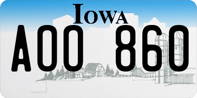 IA license plate AOO860