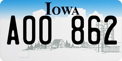 IA license plate AOO862