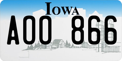 IA license plate AOO866