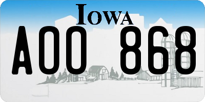 IA license plate AOO868
