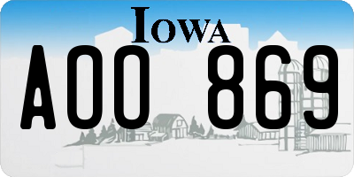 IA license plate AOO869