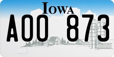 IA license plate AOO873