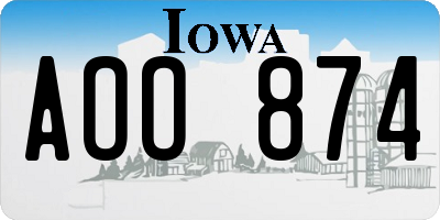 IA license plate AOO874