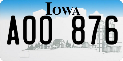 IA license plate AOO876