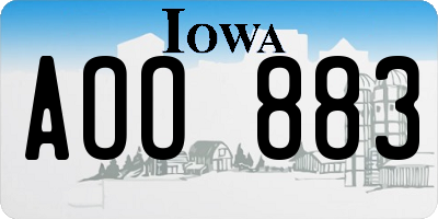 IA license plate AOO883