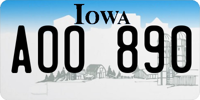 IA license plate AOO890