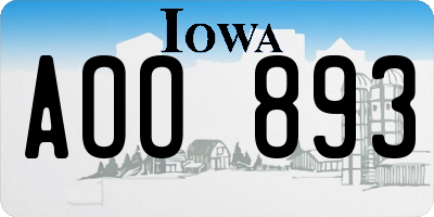 IA license plate AOO893