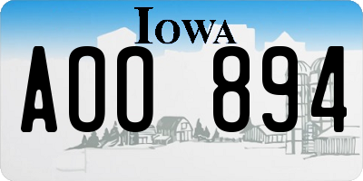 IA license plate AOO894