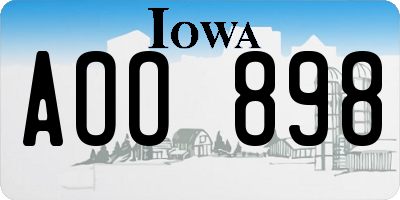 IA license plate AOO898