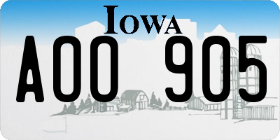 IA license plate AOO905