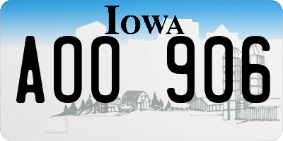 IA license plate AOO906