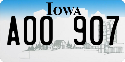 IA license plate AOO907