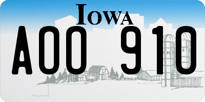 IA license plate AOO910