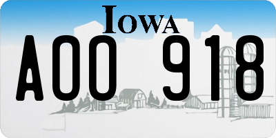 IA license plate AOO918