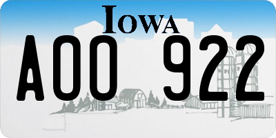 IA license plate AOO922