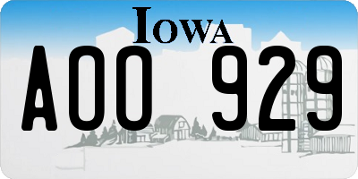 IA license plate AOO929