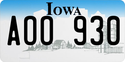 IA license plate AOO930